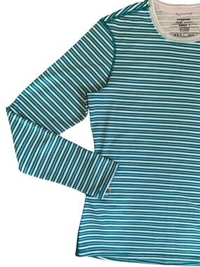Patagonia Capilene 3 Polartec Midweight Base Layer Top Striped Teal S